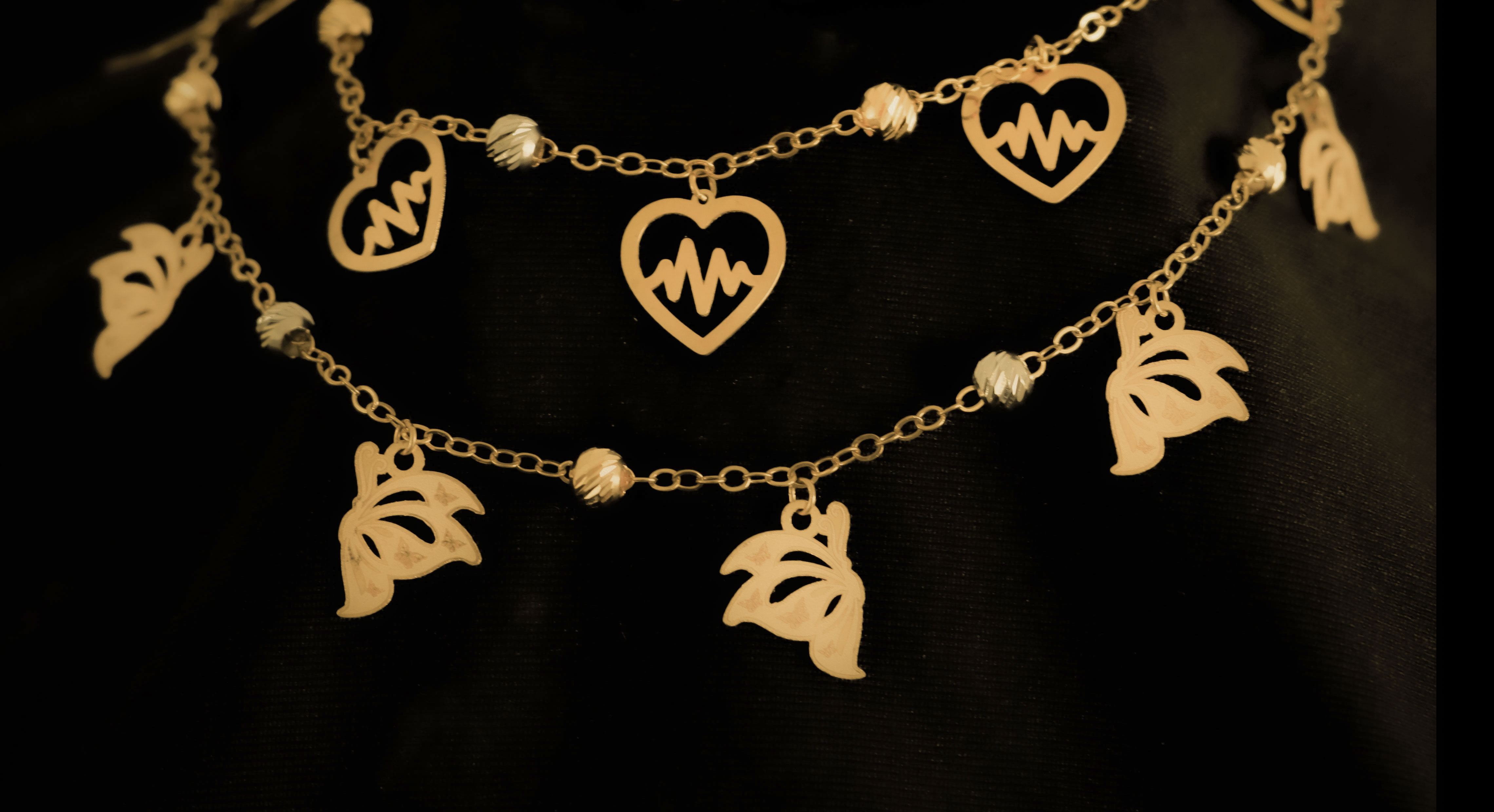 butterfly/heart anklet set